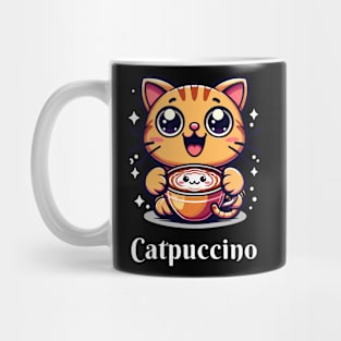 Kawaii Cat Orange Cat Drinking Cappuccino Mug